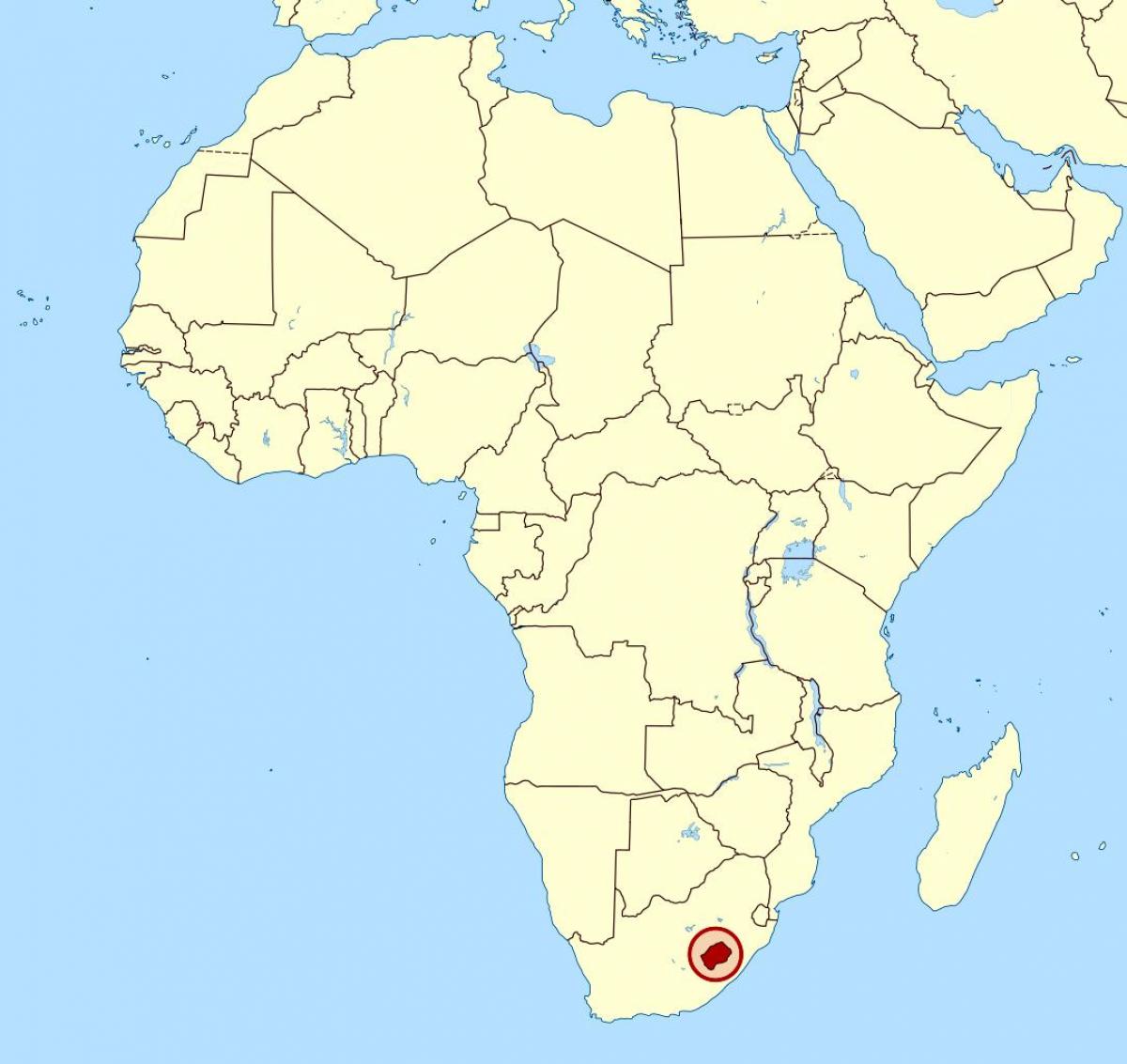 Lesoto Afrika xəritədə
